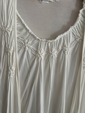 august silk Cream Smocked-Detail Nightgown
